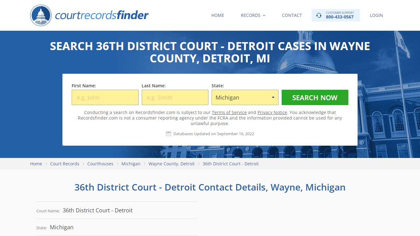 36th District Court - Detroit Case Search - RecordsFinder